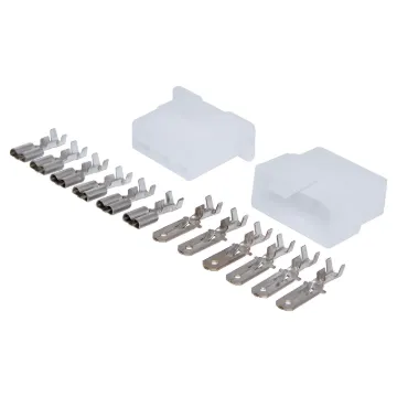 A positive locking latch automatically engages at mating for the single circuit connector. the standard connector used in fusible links. The tin plated crimp contacts.