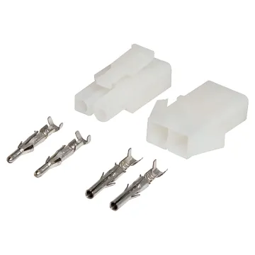 A positive locking latch automatically engages at mating for the single circuit connector. the standard connector used in fusible links. The tin plated crimp contacts, are easily snapped into the housings by hand. Applicable terminal wire range is 1.3 to
