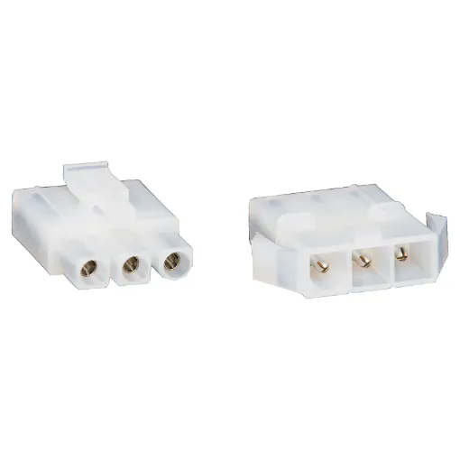 Supplied with crimp pins. Pins crimp (or solder) onto cable and then snap into place inside the connector. Both the plug and socket are inline type, though can also be chassis mounted.
Rated at up to 300V AC/DC, these compact connectors will withstand1,5