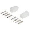 Supplied with crimp pins. Pins crimp (or solder) onto cable and then snap into place inside the connector. Both the plug and socket are inline type, though can also be chassis mounted.
Rated at up to 300V AC/DC, these compact connectors will withstand1,5
