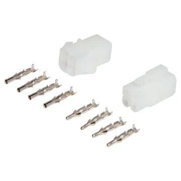 Supplied with crimp pins. Pins crimp (or solder) onto cable and then snap into place inside the connector. Both the plug and socket are inline type, though can also be chassis mounted.
Rated at up to 300V AC/DC, these compact connectors will withstand1,5