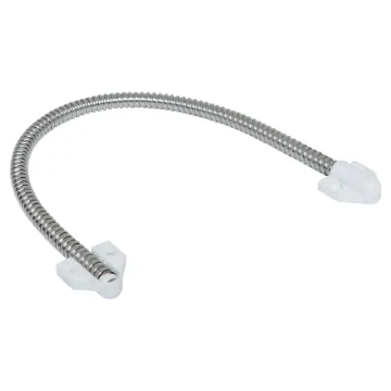 A flexible steel wiring loop for connection of sensors to doors. Includes mounting tabs at each end. 6mm cable entry.