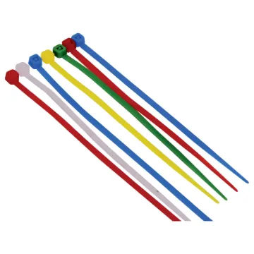 Mixed cable tie pack containing 200 x 100mm cable ties (100 Natural, 25ea x Red, Yellow, Blue, Green) and 100 x 200mm cable ties (50 Natural, 25ea x Red, Blue)