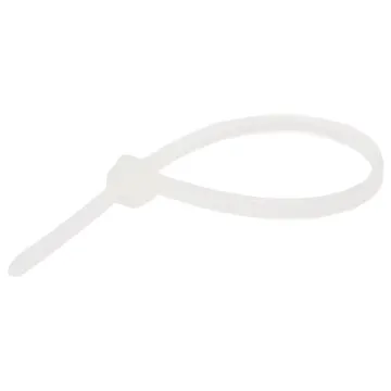 Quick and easy way to tidy up all your loose cables. Super strong and simple to use. 100mm x 2.5mm , 8kg Tensile strength Colour : Natural Nylon 66, 94V-2 8kg Tensile strength