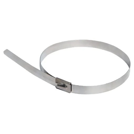 Commonly used steel ties for securing conduits, pipes, signs etc. Ball locking mechanism type - non-removable. 4.6mm tensile strength 61kg.