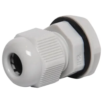 Multi-piece cable glands with rubber clamping ring for sealing cable apertures in weatherproof equipment or speaker enclosures.