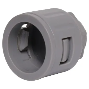 A flame retardant conduit entry cable gland designed for use with Redback fire speakers or any situation where a 20mm conduit is used. M18 thread.  Depth from panel 20.5mm.