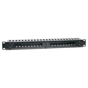 Slotted panels for management of patch leads in IT and comms racks. Durable black powdercoated finish. Features plastic slotted tabs and slide on rear panel cover for a neat finish. 1 RU