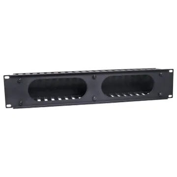 Slotted panels for management of patch leads in IT and comms racks. Durable black powdercoated finish. Features plastic slotted tabs and slide on rear panel cover for a neat finish. 2 RU