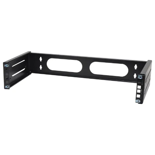 This unique design is supplied flat pack in a single piece and is assembled into a complete wall mount rack system after just tightening a few screws! Depth is adjustable (see dimensions below). Ideal for patch panels, security or comms equipment. Max weight rating: 12kg.