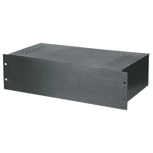 These professional 19" rack instrument cases give a professional finish to any project! Perfect for building amplifiers, pre-amps, power supplies etc. The range includes 1RU, 2RU and 3RU sizes with black anodised aluminium front panels.
