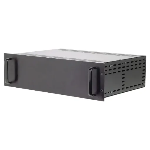 This customisable rack case allows vertical or horizontal mounting of sub-chassis within the case. PCB's and modules can be easily mounted along the full length and height of the case to the 4 racking strips or to the internal sub chassis panel provided.
