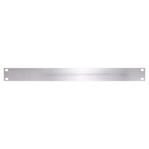 A 1RU raw aluminium 19 inch rack blanking panel. Ideal for professional looking custom switch panels, control panels or to fill in blank spaces of rack frames. Integral ribs on the rear for extra strength and rigidity of the panel.
