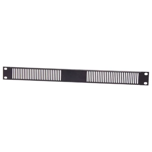1 Unit vented panel for improving rack ventilation around hot equipment. Powdercoated black.