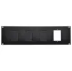 This 3RU plate provides mounting for up to 4 standard electrical wall plates. This allows installers to mount zone control wall plates (such as the Redback A 4490 series) into a rack environment. Supplied with three blanking plates and hardware.