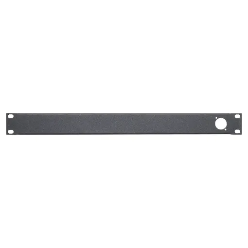 Pre-punched 1RU rack panel with single set of D series compatible mounting holes. This panel is ideal for test connections in 19" rack systems. Tough black powder coated finish.