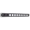 Pre-punched with either 12(1U) or 24(2U). Tough black powdercoated finish. H 5171 & H 5173 suit the following connectors:

P 0881 Plastic 3 Pin Male XLR
P 0883 Plastic 3 Pin Female XLR
P 0833 Neutrik HDMI Chassis D Series Silver.
P 0850 Neutrik 3 Pin