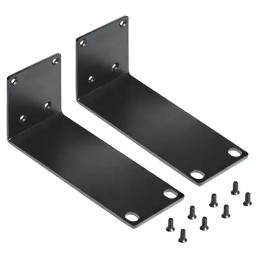 A pair of rack ears suitable for mounting a single Redback A42XX zone PA amplifier into a 1RU rack space.