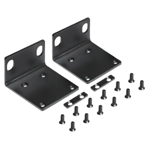 A pair of rack ears suitable for mounting two Redback A42XX zone PA amplifiers into a 1RU rack space.  Includes 2 rack ears and 8 mounting screws. 