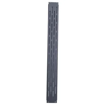 These cable trays bolt to one of the upright sections in a rack frame and allow equipment leads to be cable tied neatly to the tray. This reduces the stress on the leads and also the risk of equipment becoming disconnected accidentally.