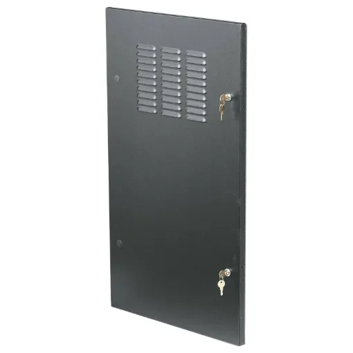 These lockable vented steel doors may be mounted on the front or rear of the rack. Note, a pop-rivet gun is required for attaching door to the rack frame. Add 30mm to the depth measurement of your rack per door. All doors are keyed alike. 38U.