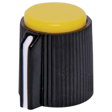 1/4" shaft with grubscrew. Yellow cap
