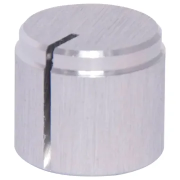 1/4" shaft with grubscrew. Natural Anodised