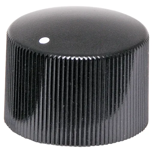 Suits 18 tooth splined shaft. Black cap with white pointer dot.

H 6516: A=23, B=17