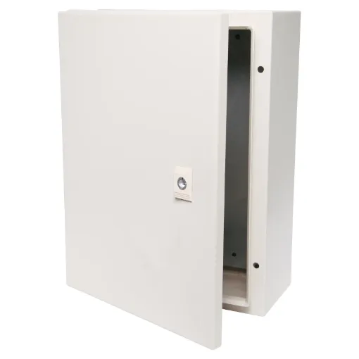 Constructed from 1.2mm steel, these heavy duty wall mount enclosure is suitable for mounting electrical switching circuitry and other industrial designs. Panels are coated in a tough, rippled epoxy polyester powder coat in RAL7035.