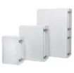 A range of high strength ABS enclosures with UV stabilisation for external use. Suitable for housing terminal boxes, distribution panels, instruments and electrical equipment. Wide temperature range -40 to +120°C for demanding environments.
