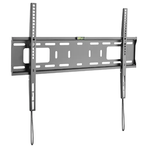 This fixed wall bracket suits flat TV screens between 37"-70". The bracket not only includes a spirit level but also a built in spring locking system for easy installation. Supports weights up to 50kg.