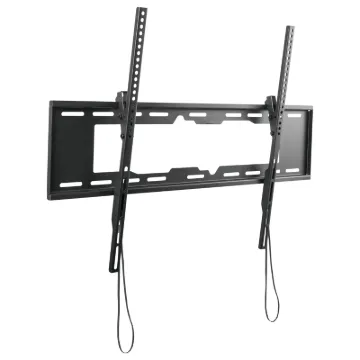 This tilting wall bracket suits flat TV screens between 55"-90". The bracket not only includes a spirit level but also a built in spring locking system for easy installation. Supports weights up to 50kg.