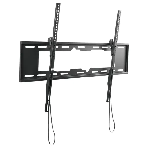 This tilting wall bracket suits flat TV screens between 55"-90". The bracket not only includes a spirit level but also a built in spring locking system for easy installation. Supports weights up to 50kg.