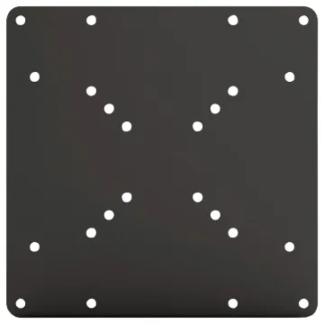 Steel powder coat adaptor plate with holes to suit standard VESA mount LCD screens and projectors 
- 50x50
- 75x75 
- 100x100
- 200x100
- 200x200
