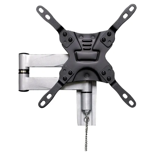 This articulated bracket is designed for caravan and vehicle use with a retaining locking pin for keeping your monitor secure when travelling. Offers tilt adjustment and secure positioning up to 366mm from the mounting surface. Suits VESA 75/100 and 200 using the included extension plates.