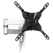 This articulated bracket is designed for caravan and vehicle use with a retaining locking pin for keeping your monitor secure when travelling. Offers tilt adjustment and secure positioning up to 366mm from the mounting surface. Suits VESA 75/100 and 200 using the included extension plates.