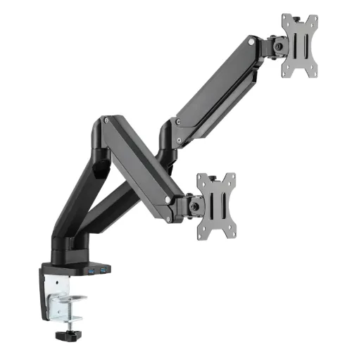 This stylish desk mount bracket simply clamps to your desk and supports screen sizes 17"-32" weighing up to 6kg. Includes 2 USB ports.