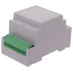 Easy snap fit construction DIN rail enclosure in 3 module width. Suits DIN EN60715 35mm top hat rail. Constructed from grey UL94V-0 polycarbonate. Three PCB positions allow greater flexibility in circuit design. Matching snap-on terminal guard