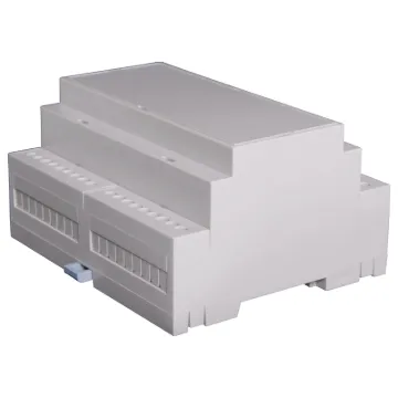 Easy snap fit construction DIN rail enclosure in 6 module width. Suits DIN EN60715 35mm top hat rail. Constructed from grey UL94V-0 polycarbonate. Three PCB positions allow greater flexibility in circuit design. Matching snap-on terminal guard