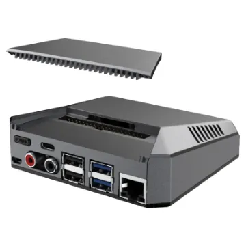 Turns your Pi into a high resolution network music player for MP3, FLAC, ALAC, WAV, AAC, FLAC, DSD, Audio CD and many more file types. On-board DAC for very high quality audio output. The ideal home music server for the audiophile!  All aluminium case provides excellent cooling for your Pi 4.