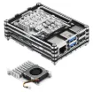 This compact multi-layer acrylic case suits the Raspberry Pi 5 and provides access to all ports on the board.  Includes cooling fan module with heatsink.