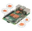 An all metal Raspberry Pi 5 case with internal cooling fan and heatsinks.