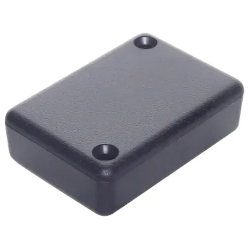 Miniature enclosures molded from ABS plastic. They feature a satin textured finish, 2 PCB
standoffs and a screw on lid. Adding a H 9006 key ring kit converts the enclosures into a miniature keyfob. Great for custom remote controls.
Hammond P/N 1551GBK