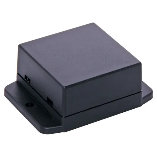 A wide selection of flanged boxes with snap fit lids which allow access to internal circuitry without unscrewing the flange screws. Great for small circuits, control boxes, relays and industrial controls.  Base fitted with four PCB posts, lid has four cable entry mouldings which may be knocked out. All dimensions ±0.5mm & exclude flanges