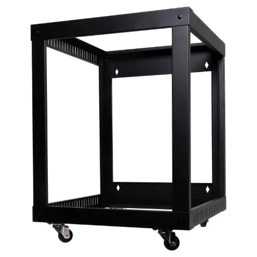 This 12RU 19" open rack frame allows you the option of side mounting to the wall surface, or use as a freestanding rack on castors.