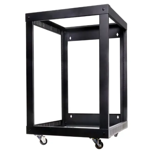 This 15RU 19" open rack frame allows you the option of side mounting to the wall surface, or use as a freestanding rack on castors.