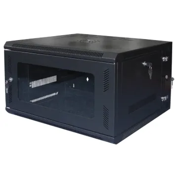 A 15RU hinged data cabinet which allows easy rear panel connection access. Each package includes a rack frame, tempered glass front door, two side panels, top and bottom panel. Sides, rear, front and hinge are lockable.