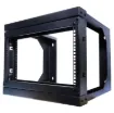 An open frame hinged wall mount 6RU 19” rack system designed for wall mounting equipment up to 420mm deep. Ideal for combinations of patch panels, security and audio equipment.