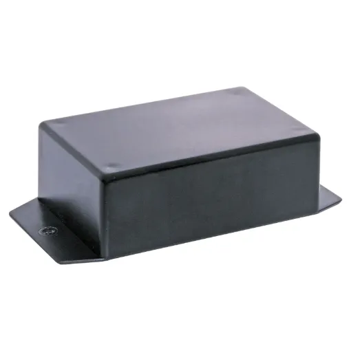Flanged versions of our popular jiffy boxes allowing wall or chassis mounting. 
UB5 size 82Lx54Wx30Hmm, black.
