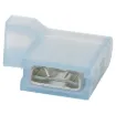 female Crimp Terminal made of brass with tin-plated finish. It comes with a blue nylon insulator. It accepts 16 to 14AWG wire.